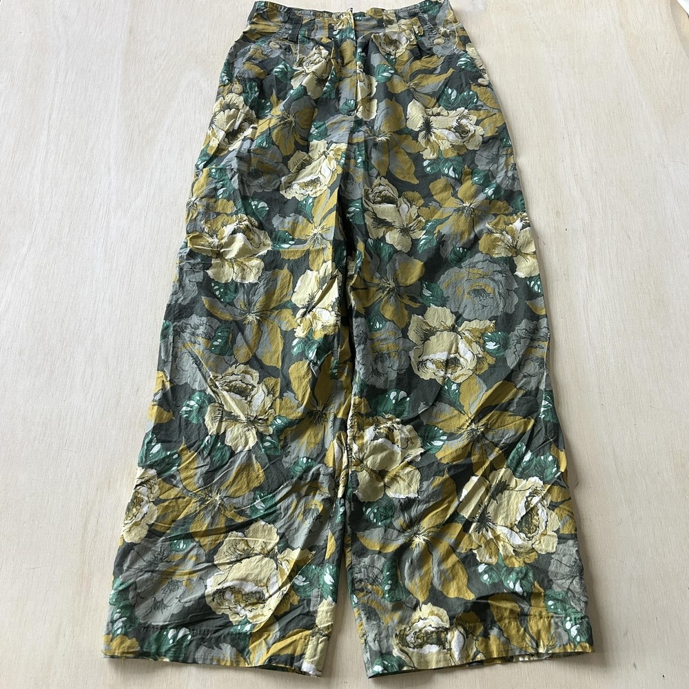 Vintage Laurèl Pants Womens 29 Multicolor Floral Twill Relaxed Lightweight - Picture 1 of 10